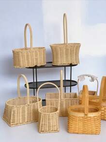 Rattan Hand-Blumenarrangement Blumenkunst Imitation Rattan handgewebt Blumenladen Weide Blumenkorb Wohnzimmer Dekoration Foto Gartenkorb . oval