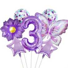 7pcs/Set Purple Butterfly 32-Inch Number Balloons For Birthday Party Decoration