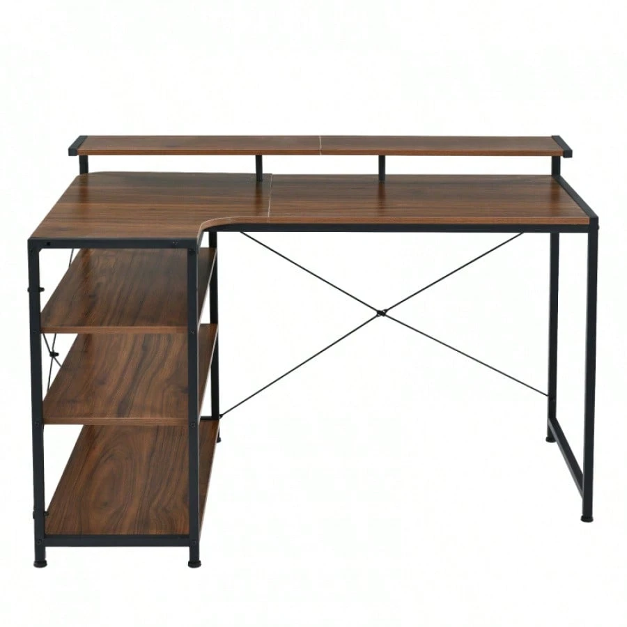 人気商品改良タイプ】【ブラウン】パソコンデスク L字 120cm 良い 3段