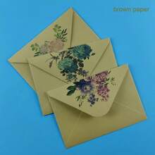 10 件优雅简约清新大花白色信封和信纸，带有牡丹和紫薇花朵图案，高端卡片、明信片、邀请函