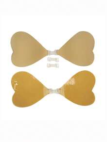 1 Piece Heart-Shaped Chest Patch, Bikini Specific Waterproof Brush Glue Bra, Anti Protrusion Point Patch, One-Piece Front Buckle, Gathering And Invisible - Multicolor - View 7