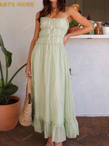 Vestido de tirantes elegante de unicolor para vacaciones en la playa, turismo, festival de música, Día de la Madre, temporada de graduación