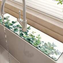 1 件叶子水龙头垫，适用于厨房和浴室水槽的聚酯纤维防潮防滑排水垫，水龙头吸盘垫，适用于浴室台面的干燥垫，厨房和浴室台面配件 - 彩色 - 查看 1