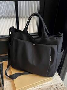 Casual Style Plain With Adjustable Strap Large Capacity Shoulder Tote Bag,Cross Body Bag Everyday Bag, Etc. Perfect For Daily Use - Suitable For Traveling, Work Or Shopping,University, College Classroom , Commute,School, Etc. For Women, Rookies & White-Collar Workers,Girl, College Students,Young Girl, Tote Bags For Women, College Essentials