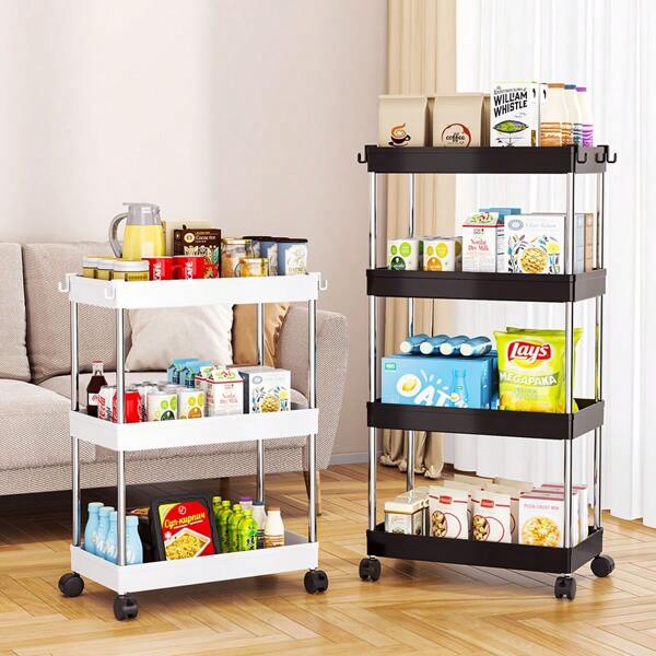 4/5 Floors Small Cart Storage Rack, Kitchen Bathroom With Wheels Storage Rack, Multi-Layer Bedroom Storage Rack Floor Standing Storage Rack