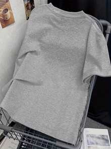 Teens "BOSTON" Letter Print Loose Fit Short Sleeve T-Shirt, Suitable For Student Daily Wear, Great Choice For Spring/Summer - Grey - View 3