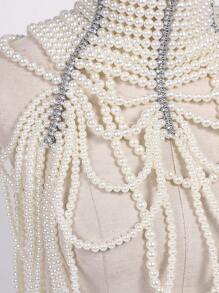 1 pezzo Maglietta con frange e perle, adatta per la passerella - Camicetta con nappine e perline a più strati per dichiarazioni di moda d'alta classe