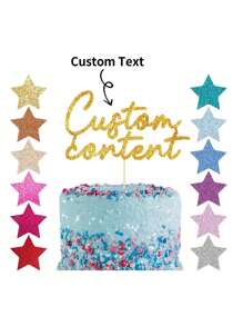 1pc Custom Glitter Cake Topper, Personalised Cake Topper, Any Words Cake Topper, Any Age & Name, Glitter Topper