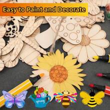 72pcs Wooden Insect Craft Set - DIY Art & Craft Kit Includes 30 Unique Insect Patterns, 12 Vivid Watercolor Pens, 30 Jute Ropes, For Creative Painting And Decoration, Suitable For Birthday And All Occasions, Creative Painting Set | Intricate Insect Patterns | Wooden Craft Blocks