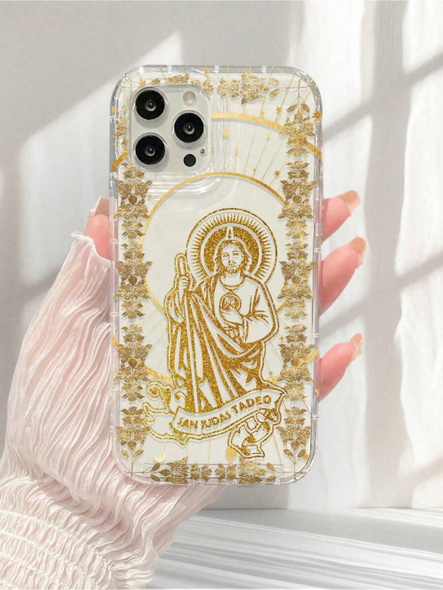 Funda para teléfono Funda transparente con estampado de Nuestra Señora y Cruz compatible con phone 1/12/13/14/15/15pro/15 Plus/15 Promax/X/Xs Max/11pro/12pro/13pro/14pro/11promax/12promax/13promax/14promax/14plus - Multicolor 3 - Ver 1