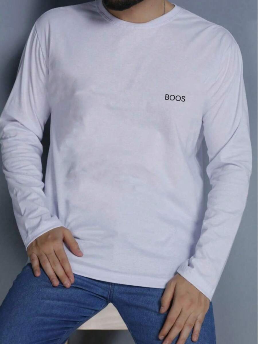 BOOS Men's Long Sleeve T-Shirt - White - View 1