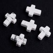 paquete de 5 abalorios cruzados de piedra natural, cuentas de piedra de 12*16mm, accesorios DIY de joyería, decoración de pulseras para el verano