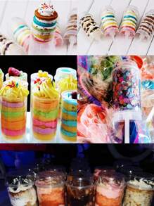 2pcs/12pcs/24pcs-Cake Push-Pull Container With Lid, Reusable Cake Pop Shooter, Ice Cream Cupcake Collection Container For Cupcake Bakery, Confetti Wedding, Birthday Party Dessert Table