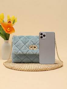 Borsa A Tracolla In Morbida Pelliccia Sintetica EVEOUT | Grande Capacità 35x32 Cm | Colore Nero/grigio | Elegante Borsa Invernale - 2