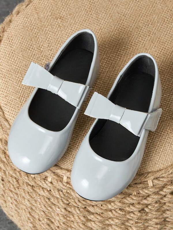 1 Coppia di ballerine in pelle per ragazze, punta rotonda con fiocco tartan, in morbida pelle, adatte per spettacoli o scuola, scarpe da principessa piatte e alla moda per vestire