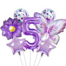 7pcs/Set Purple Butterfly 32-Inch Number Balloons For Birthday Party Decoration