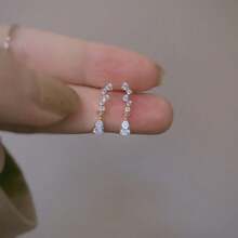 1 par de pendientes colgantes con borla de circonita cúbica larga, elegantes pendientes de tuerca de cobre con circonita para mujer, versátiles
