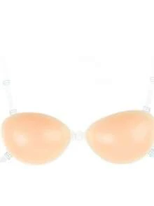 زوج واحد من أشرطة الكتف اللاصقة الشفافة اللاسلكية المضادة للاحتكاك المصممة خصيصًا لفستان الزفاف ، والحفلات - لون مشمشي - مشاهدة 4