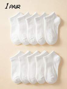 10對兒童白色經典休閒運動襪，舒適透氣，適合日常穿著和返校季，包括赤腳穿著