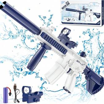 Electric Water Gun For Kids Adults - Automatic Squirt Gun With Up To 32 Ft Long Range, Summer Outdoor Beach Swimming Pool Party Toys, Gift For Kids Over 3 Years(Accessories Color Random)