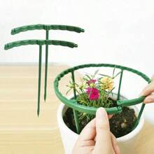4/2 piezas Soporte de enrejado de plástico semicircular para macetas de plantas, soportes para flores de jardín