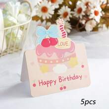 5pcs/20pcs 6 Styles Creative 3D Birthday Greeting Cards, Happy Birthday Wishes Postcards, Cake Shop/Flower Store Decoration And Packaging Greeting Cards