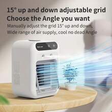 1 pieza Ventilador de aire acondicionado portátil, ventilador de escritorio, humidificador de escritorio y aire acondicionado frío, enfriador de aire con doble sistema de nebulización mejorado, adecuado para uso doméstico y de oficina, funcionamiento silencioso, ajuste de 2 velocidades, material plástico, batería de litio de 1800mAh/alimentado por USB - Opción ideal para humidificador de aire para el hogar y la oficina
