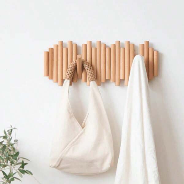 1pc 4/8 Hooks Wall Mounted Foldable Coat And Hat Hanger,Wall-Mounted Rail,Home Bedroom Decor For Wall