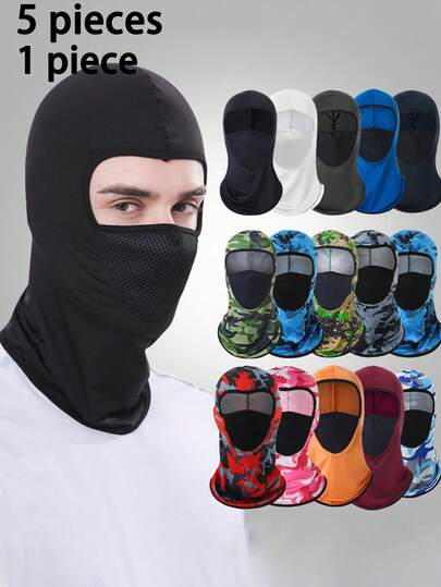 Juego de 5 piezas de pañuelo multifuncional para exteriores estilo camuflaje, protección facial, contra el viento y el sol, para motociclismo y cuello