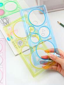 1/4/10 pezzi Squadretti geometrici Spirografo, strumento da disegno per cancelleria per studenti, verde/rosa/blu, forniture scolastiche, articoli per il ritorno a scuola