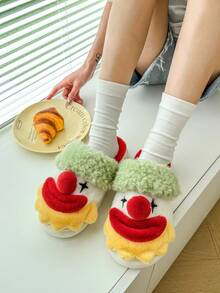 Halloween Funny Clown Indoor Warm Slippers - White - View 8