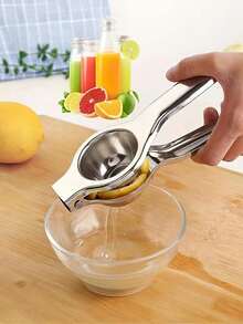 1pc Stainless Steel Manual Juicer - Hand Press Lemon Squeezer, Orange Juice Extractor, Fruit Juicing Tool For Home Use - Silver - View 4
