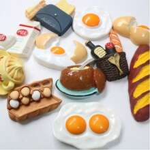 1pc Creative Home Magnetic Refrigerator Sticker - Realistic Resin Bread, Egg, Coffee Cup Decor Accessories, Lovely Kitchen & Home Decorations, Office Whiteboard Message Magnets