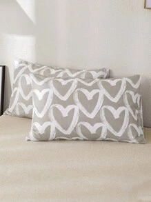 1pc/2pcs/4pcs Black And White Heart Pattern Pillow Cover Set (Pillow Inner Not Included), Soft & Comfortable, Suitable For All Seasons