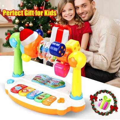 Children's Rotating Musical Toy Piano, Lighting, Rhythm Game And Song Playback Toy, Early Learning Educational Interactive Toy, Baby Christmas Gift