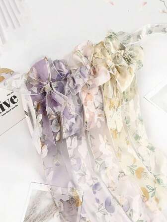 1 件 5 码缎带花束包装，手工制作 DIY 蝴蝶结发饰装饰欧根纱丝带