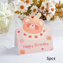 5pcs/20pcs 6 Styles Creative 3D Birthday Greeting Cards, Happy Birthday Wishes Postcards, Cake Shop/Flower Store Decoration And Packaging Greeting Cards
