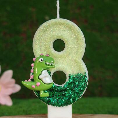 1 件生日蜡烛数字、蛋糕恐龙配件数字 0-9 蜡烛、浪漫派对首选数字蜡烛生日蛋糕装饰、节日周年派对蛋糕蜡烛数字、闪亮数字蜡烛