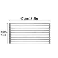 1 pièce Égouttoir extensible en acier inoxydable à placer sur l'évier, couleur noire et grise avec des bras réglables. Organisateur de cuisine/salle de bain fonctionnel pour plats, ustensiles de cuisine, légumes et fruits. Cadeau de Nouvel An et de Noël
