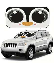 1 pieza Adorable parasol plegable para coche con diseño de pingüino - Parasol para parabrisas con protección UV para SUV, camión y camioneta, mantén tu vehículo fresco, parasol plegable con protección contra rayos UV