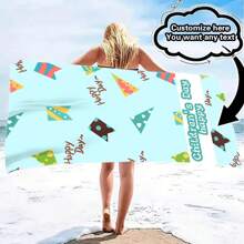 Personalized Beach Towel With Name Or Letter Combination - Super Absorbent & Microfiber Bathroom & Pool Towel, Suitable For Teens And Adults, Quick-Dry Soft Beach Towel With Cartoon Design, Ideal Gift For Boys And Girls Bathroom Decor Summer Travel Essentials Travel Accessories Beach Essentials