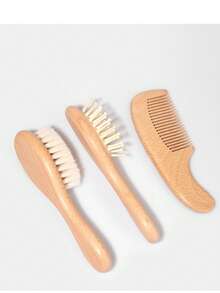 1/2/3pcs Wooden Wool Bath Brush, Exfoliating Massage Brush, Beechwood Flat Brush - Yellow - View 8
