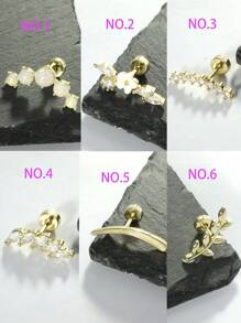 1-6pcs 16G Cartilage Earring Set Stainless Steel Flower Opal CZ Stud Earrings Flat Back Cartilage Conch Helix Piercing Jewelry For Women Valentines,Mom,Mother,Mother's Day,Gift