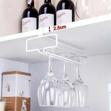 1 pieza Estantería para copas de vino, soporte para vasos altos, colgador de armario, estante colgante de almacenamiento de cocina, estante de almacenamiento, blanco - Blanco - Ver 5