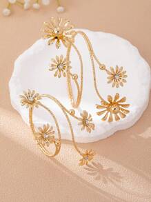 1 Set Metallblumen Armreif & Armband, einzigartiges hochwertiges Design, elegant & vielseitig, geeignet für Frauen für den täglichen Gebrauch, Partys, Urlaub, Veranstaltungen, Hochzeitsaccessoires