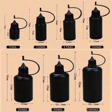 1pc/5pcs 10ml/100ml Empty Dropper Bottles With Black Caps, DIY Quilling Tools, Liquid Dropper Containers, Silicone Rings - Clear - View 5