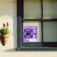Pet Alert Sticker - 4 Pack Warning Emergency Fire Rescue Stickers Waterproof Decals,Save Our Cats/Dogs In Emergency Fire Situations, Firefighters Will Use Alarm Sticker To Rescue Our Family From Windows, Doors, Or Houses