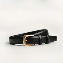 Cinto Casual Feminino CKiruv com Fivela Dourada - Estilo Versátil de Calça Jeans de Perna Reta, Disponível nas Cores Preto e Marrom, Adequado para Uso Casual, Festas e Mais | Correia Distintiva | Fivela Dourada de Metal