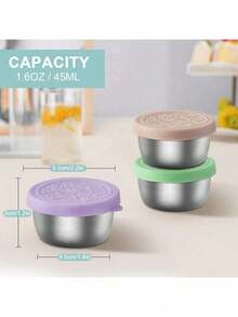 4 Packs Salad Dressing To Go Containers, 1.6 Oz Small Stainless Steel Sauce Cups With Leakproof Silicone Lids, For Lunch Boxes, Picnics And Travel - Multicolor - View 10