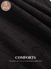 MEIYATING 5pcs/Pack Women's Seamless Low-Waist Panties, Comfortable Fit With Contrast Letter Design